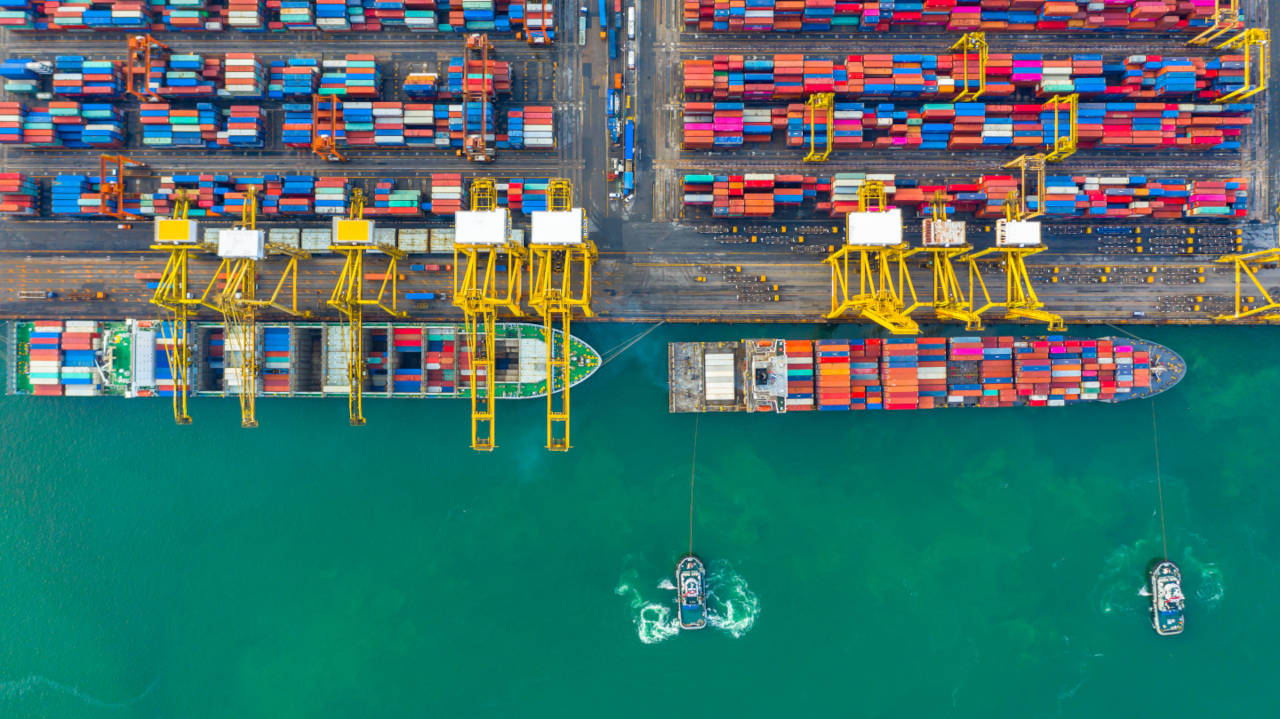 Container port aerial view